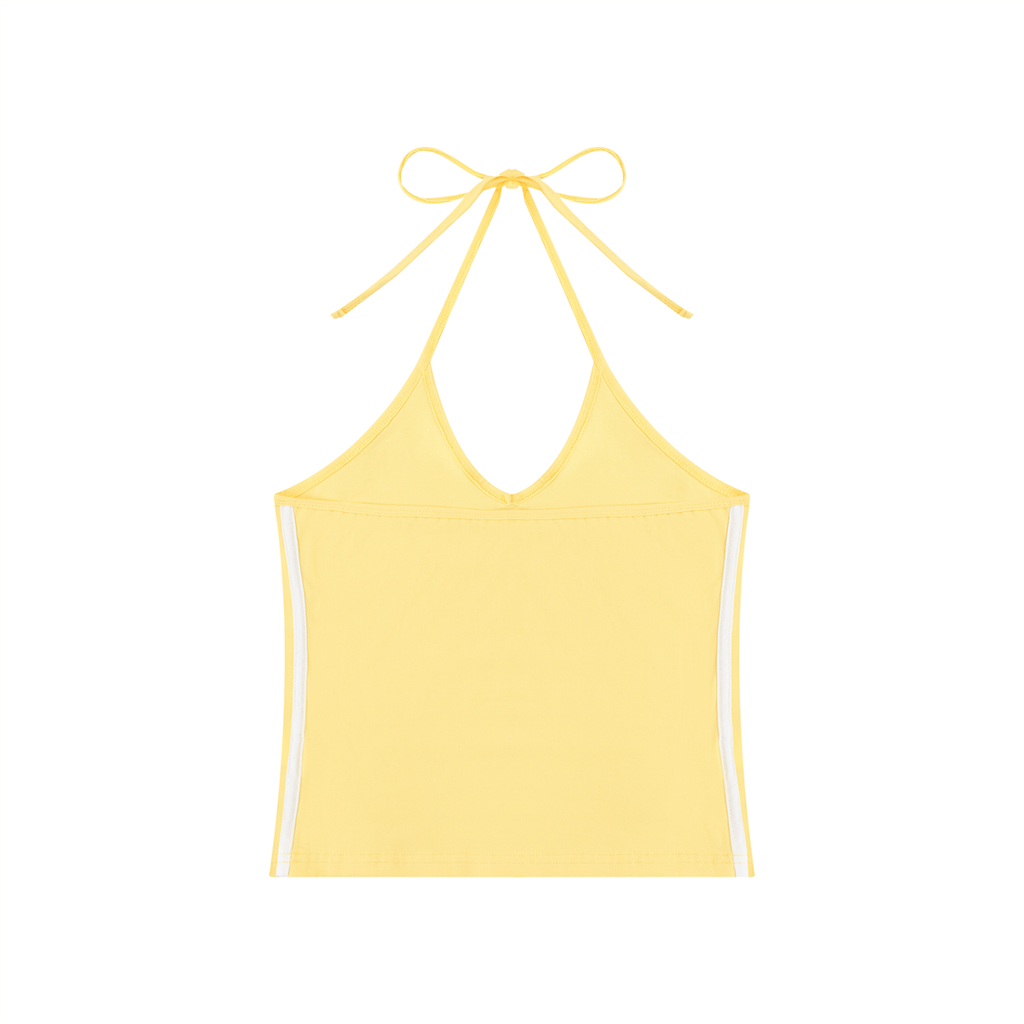 Yellow Halter Crop Tank Top