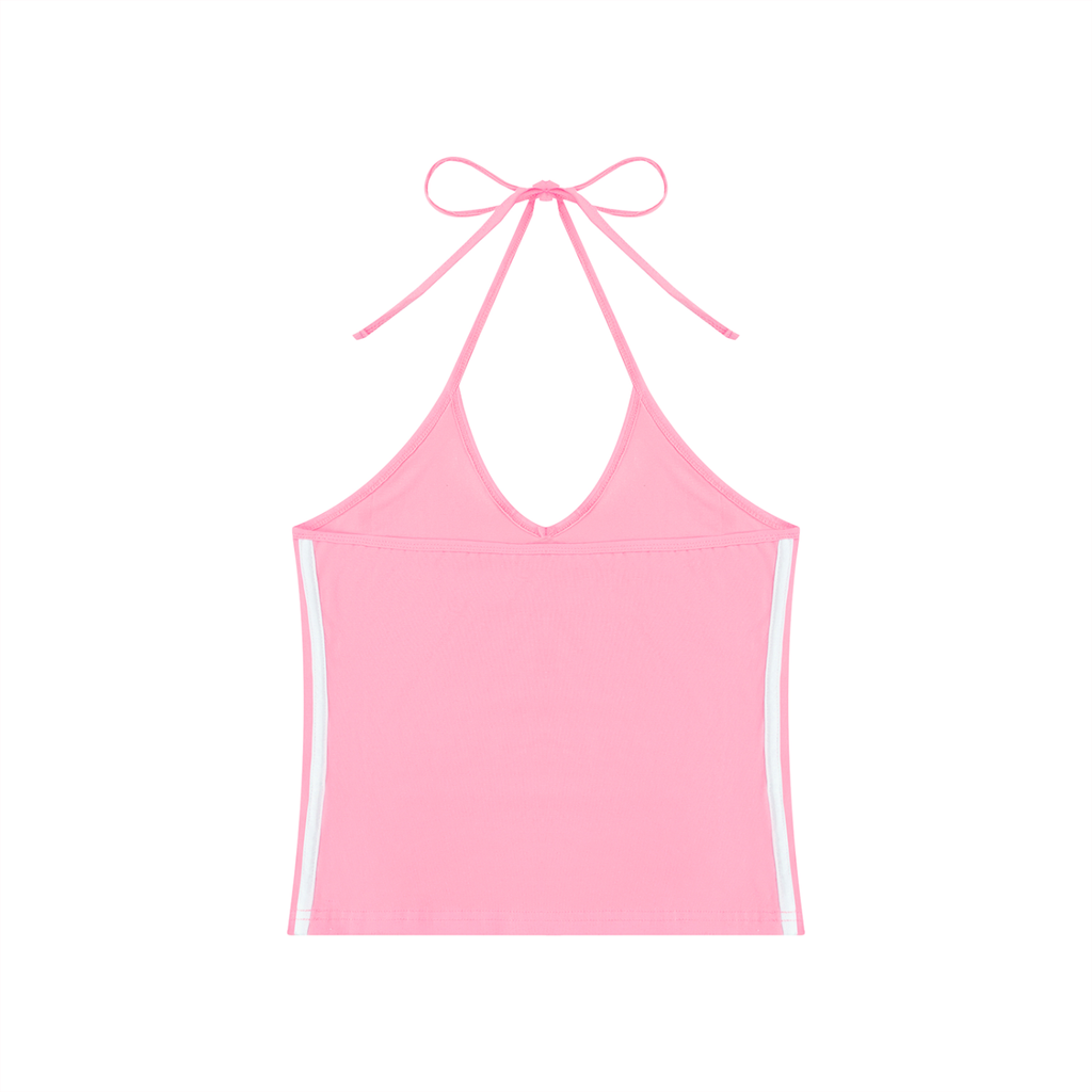 Pink Halter Crop Tank Top