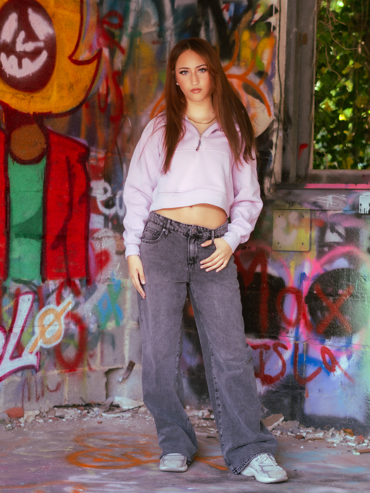 OYORI Cropped Half-Zip Hoodie