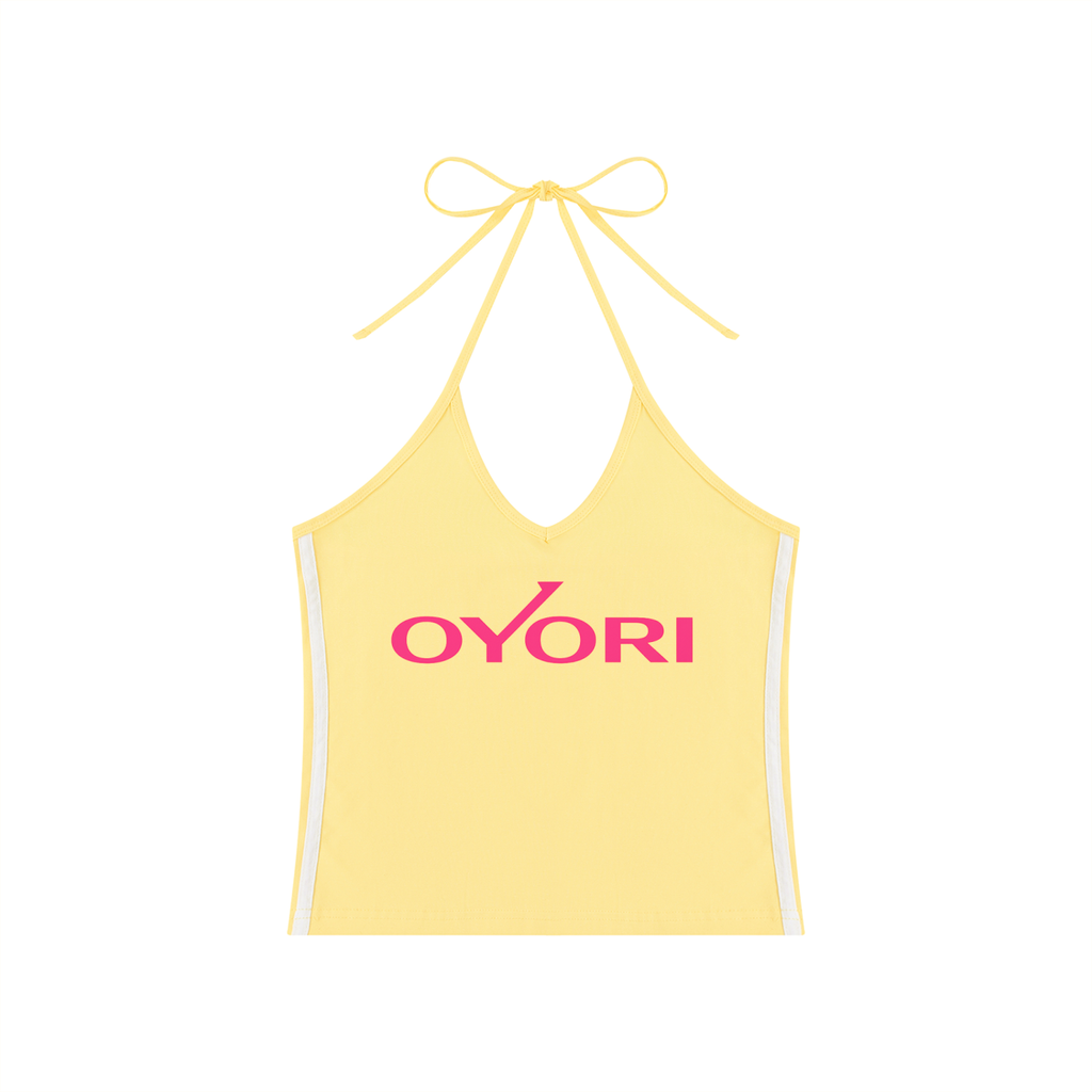 Yellow Halter Crop Tank Top