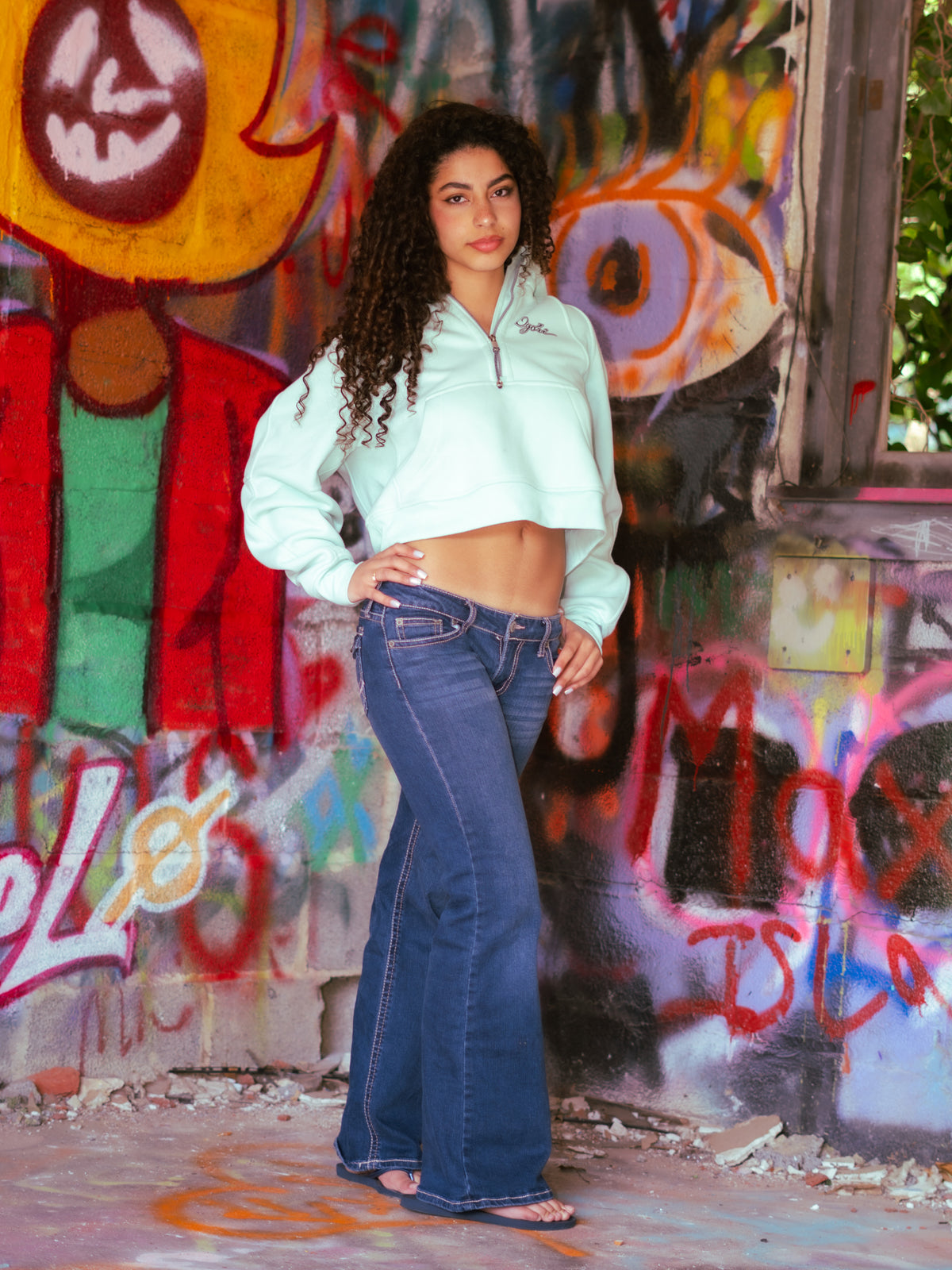 OYORI Cropped Half-Zip Hoodie